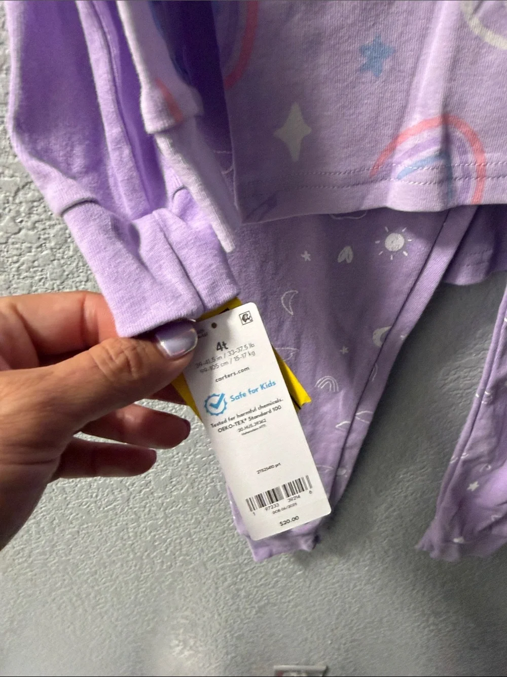 Carter's Lavender Unicorn & Rainbow Pajama Set